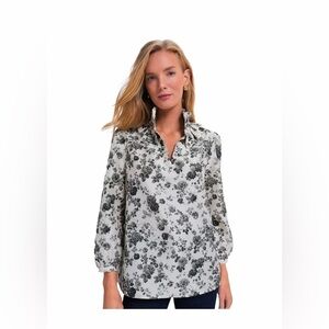 TUCKERNUCK‎ NWT Women's Faded Roses Bouvier Blouse Size Small Long Sleeve